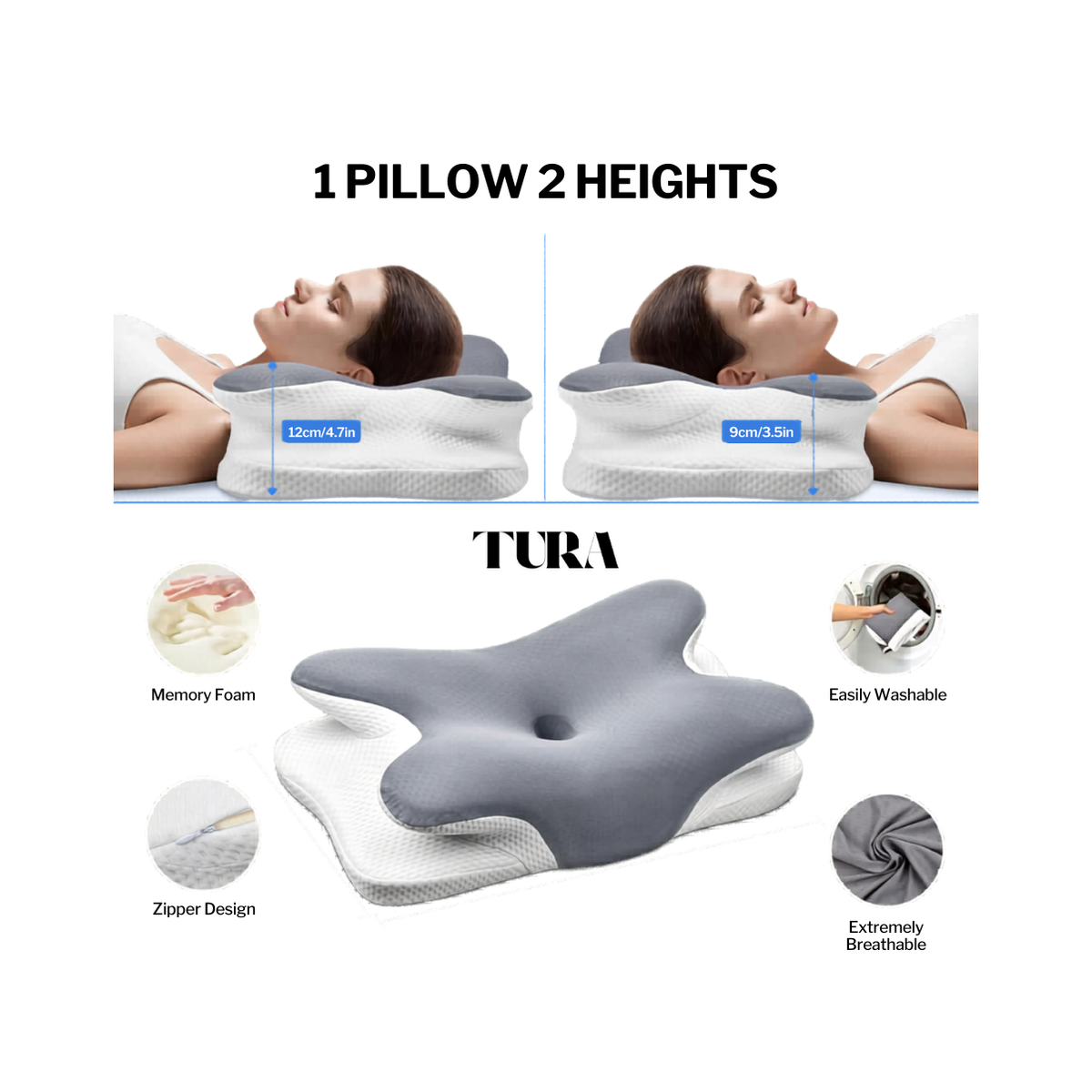 TURA Cervical Neck Pillow