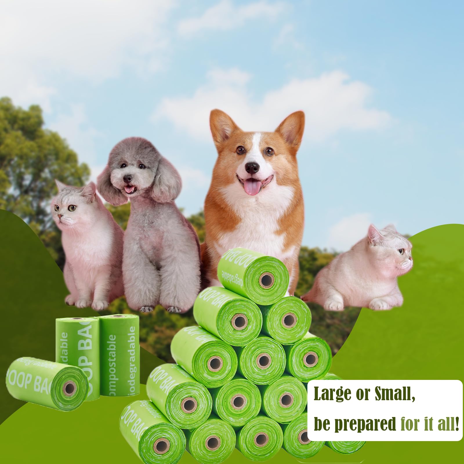 Dog Poop Bags Biodegradable - Certified Home Compostable 120 Counts