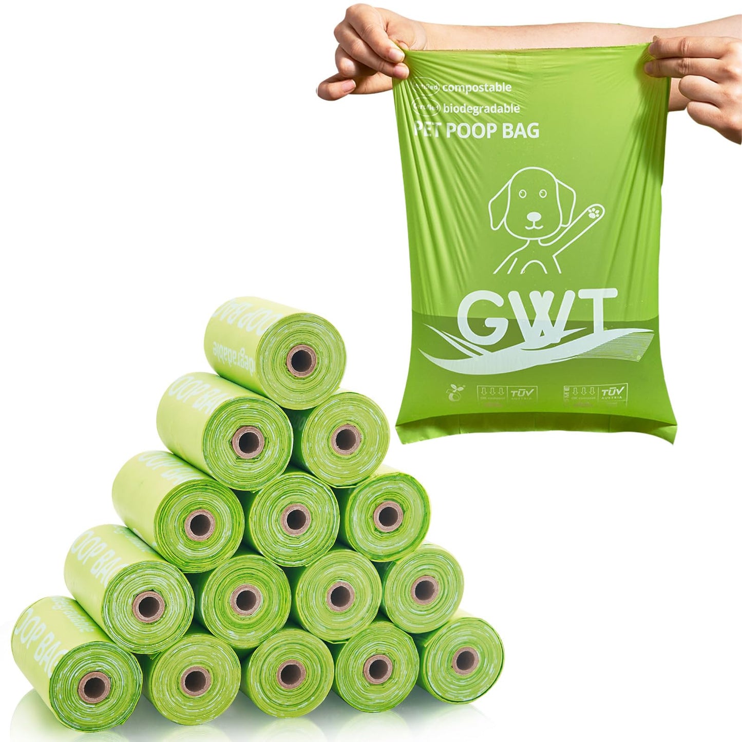 Dog Poop Bags Biodegradable - Certified Home Compostable 120 Counts